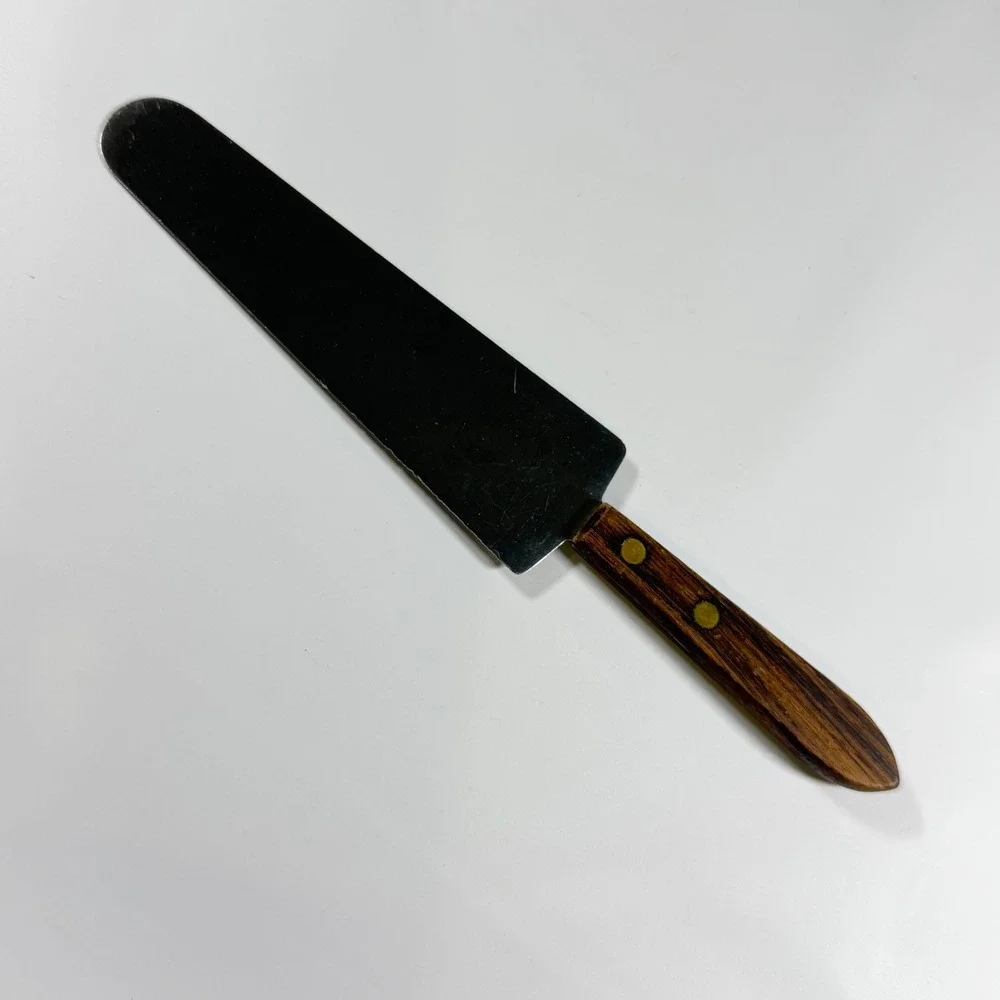 VTG Robinson Knife Co Pie Cake Server 10in Brown Wood Handle Stainless Steel